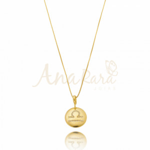 Colar Medalha Signo Libra Folheado a Ouro 18k - 4151