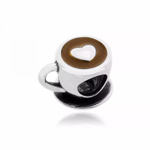 Berloque Xícara de Café Coração Prata 925 - 2659