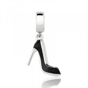 Berloque Sapato Scarpin Preto Prata 925 - 3053