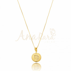 Colar Medalha Signo Virgem Folheado a Ouro 18k - 4151