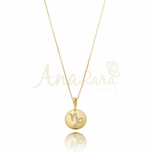 Colar Medalha Signo Capricórnio Folheado a Ouro 18k - 4151