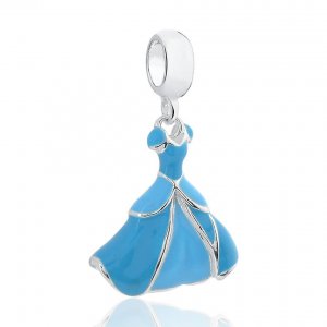 Berloque Vestido Princesa Azul Grande Prata 925 - 1423
