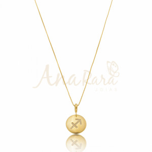 Colar Medalha Signo Sagitário Folheado a Ouro 18k - 4151