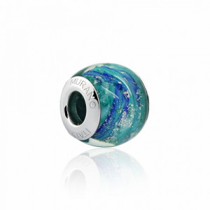 Berloque Murano Azul e verde Prata 925 - 3643