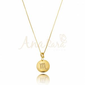 Colar Medalha Signo Escorpião Folheado a Ouro 18k - 4151