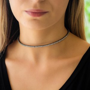 Colar Choker Gargantilha Riviera de Zircônias Ródio Negro - 5039